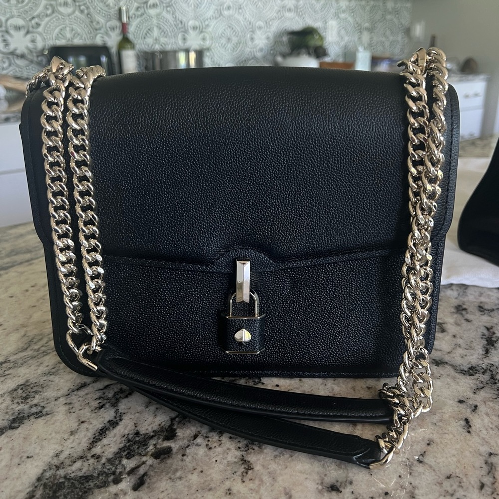 KATE SPADE: Black Locket Large Flap Shoulder & Crossbody Bag
